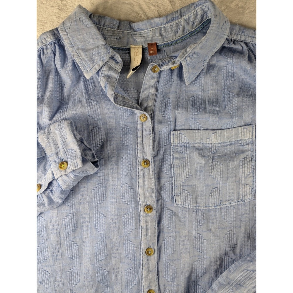 Pilcro and‎ the Letterpress Women's Top Button Down Light Blue Lace Up Size S